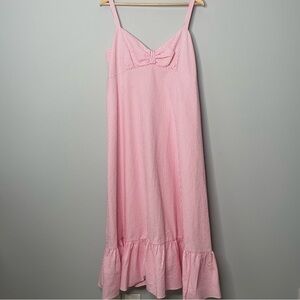 New with tags Kate Spade seersucker pink flash white stripe bow summer dress xxl